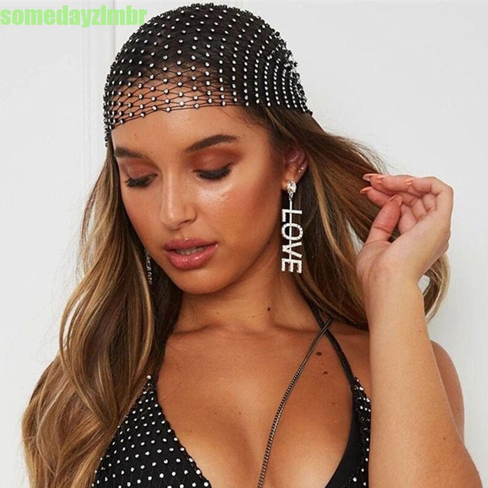 SOMEDAYZL0M Strass Bandana Doce Boêmio Verão Menina Acessórios Para O Cabelo Redes De Bling Turbante