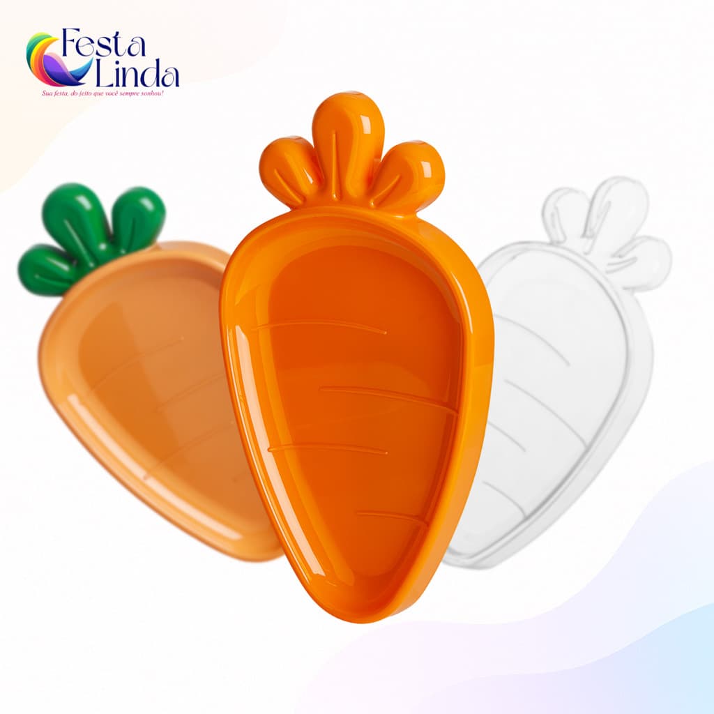 Kit 3 Bandeja Petisqueiras Cenoura Páscoa Várias Cores