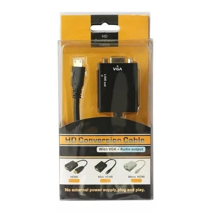 Cabo Adaptador Conversor Hdmi Para Vga Com Saída P2 De Áudio