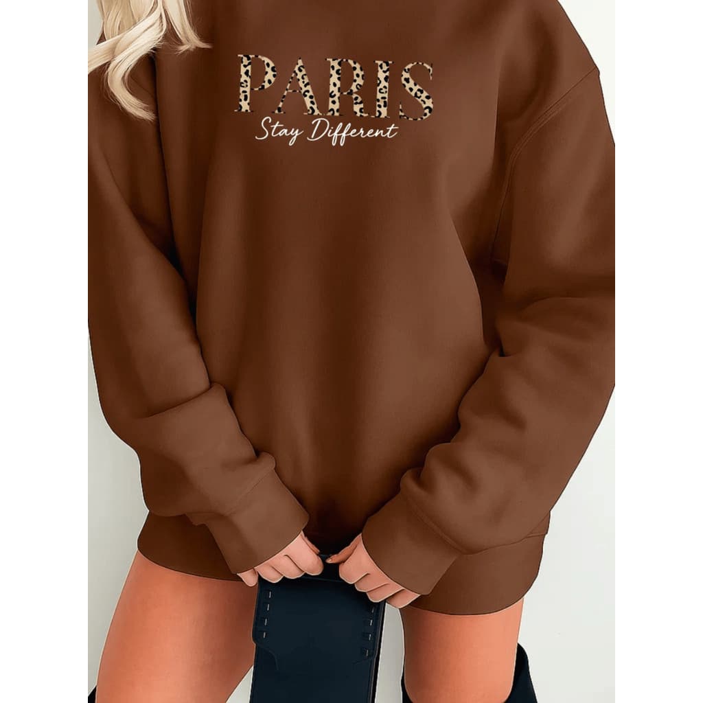 Moletom Feminino Paris Stay Different Gringa Aesthetic Animal Print Oncinha Inverno