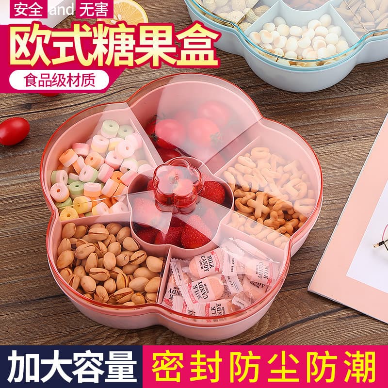 Bandeja de doces de camada dupla para sala de estar, criativa, ano novo chinês, sementes de melão, nozes, caixa de doces