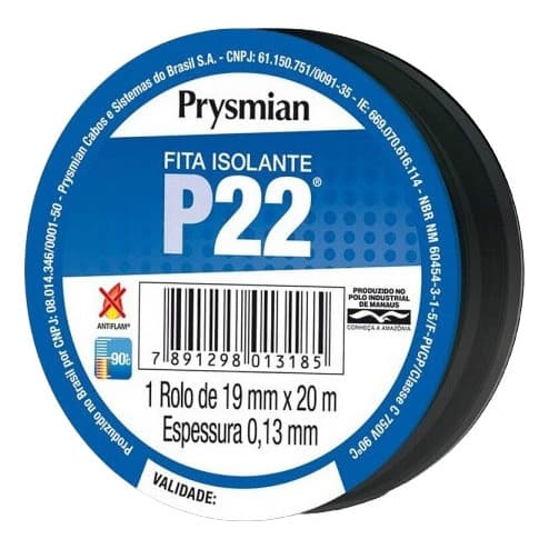 Kit 10 rolos Fita Isolante Prysmian P22 com 20 Metros cada