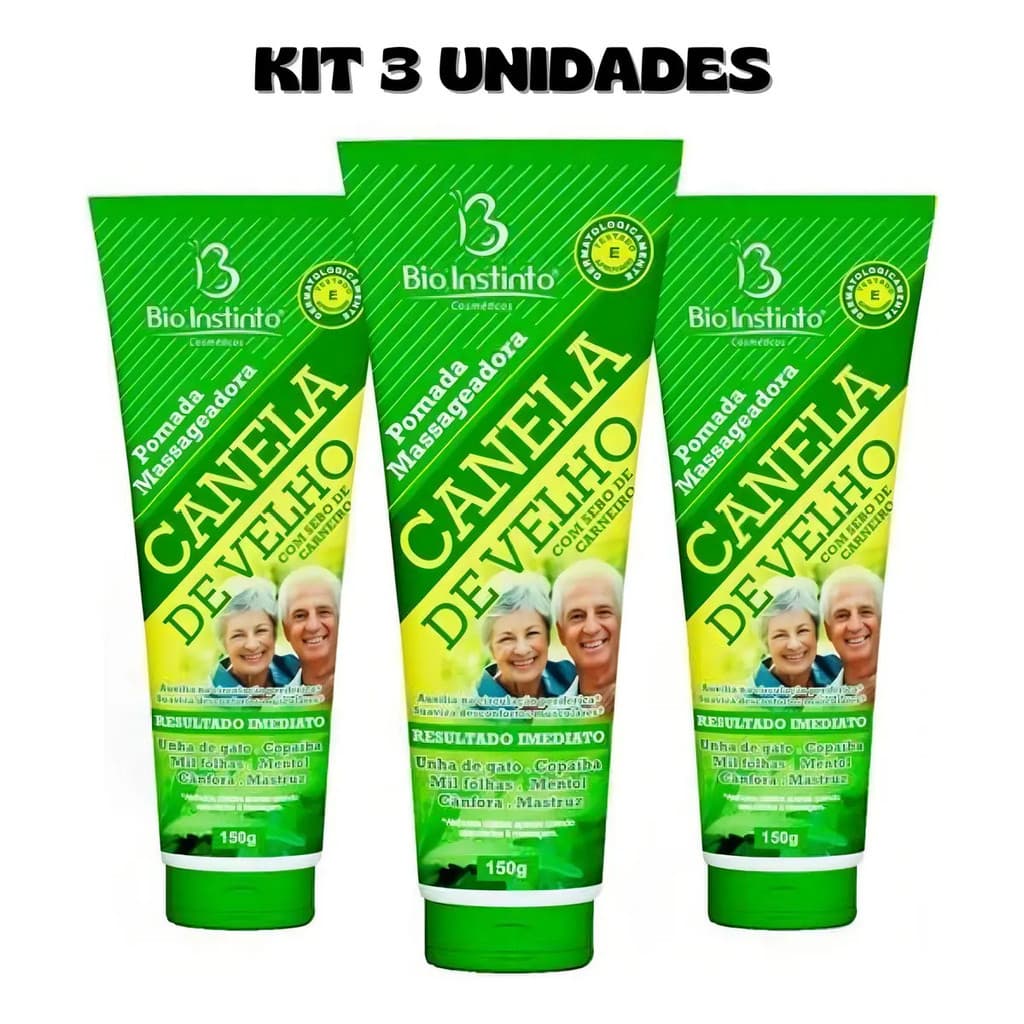 3 Pomada Canela Velho C/ Sebo De Carneiro Bio Instinto 150g