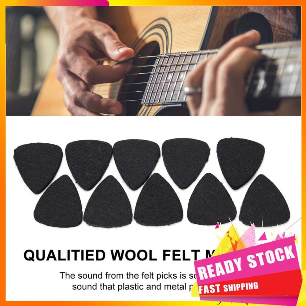 Gfgfgfgg 10 peças palhetas de feltro de lã para ukulele 3mm palhetas vermelhas finas com couro sólido para baixo