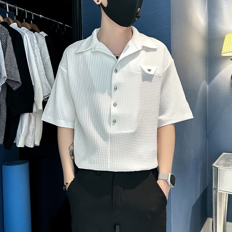 Novo estilo camisa de manga curta moda masculina verão Design sentido único All-Match nicho temperamento masculino