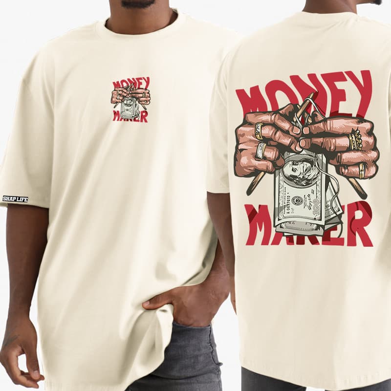 Camiseta Estampada money Streetwear  Oversized  Casual 100% algodão confortavel