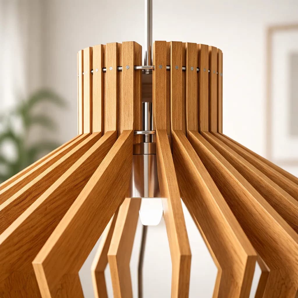 Luminária Pendente Coroa MDF E27 35cm Bivolt Moderna Lustre Decoração Sala Cozinha Quarto Design Elegante