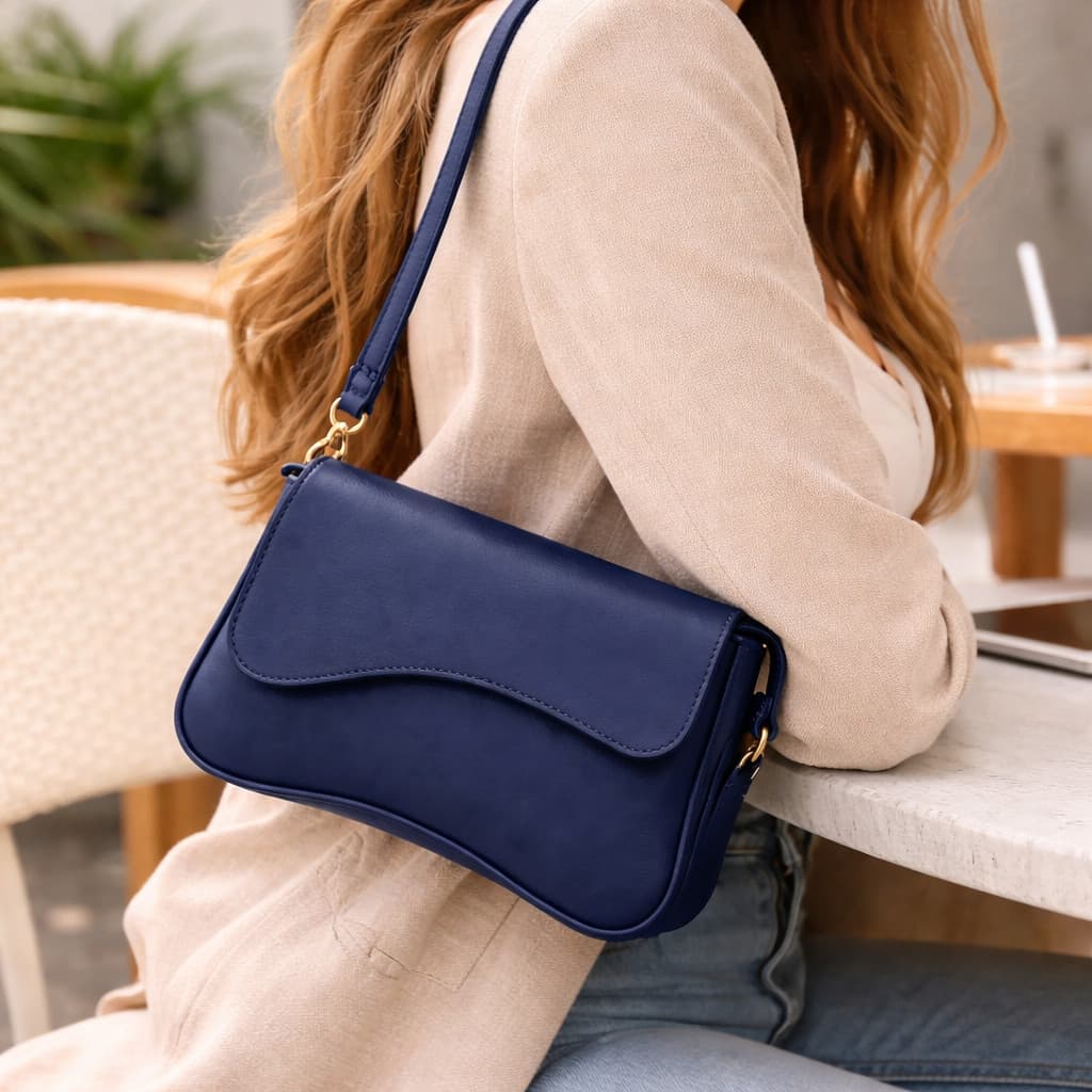 Bolsa Baguete Média de Ombro Feminina Couro Ecológico Premium Elegante Minimalista Tendência Moda