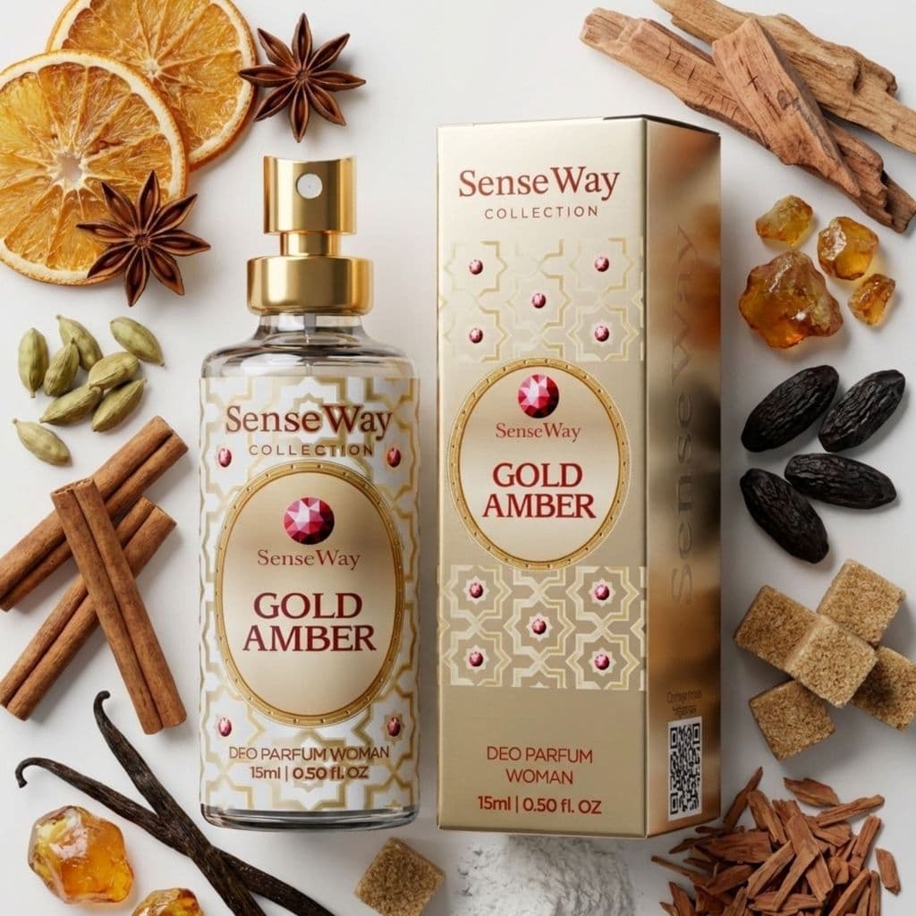 Deo Colônia Perfume Gold Amber Feminino 15ml Perfume Âmbar Especiado