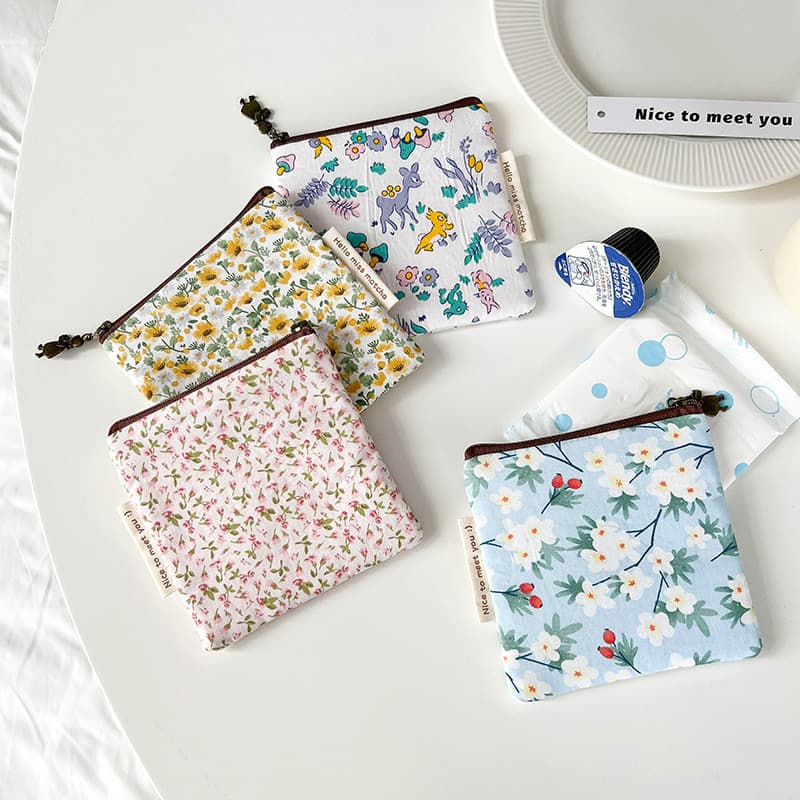 Saco de armazenamento de guardanapo sanitário grosso feminino algodão pequeno saco quadrado saco de guardanapo sanitário