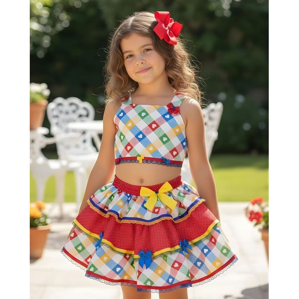 Fantasia Roupa Caipira Menina Festa Junina Conjunto Saia E Top - 2232