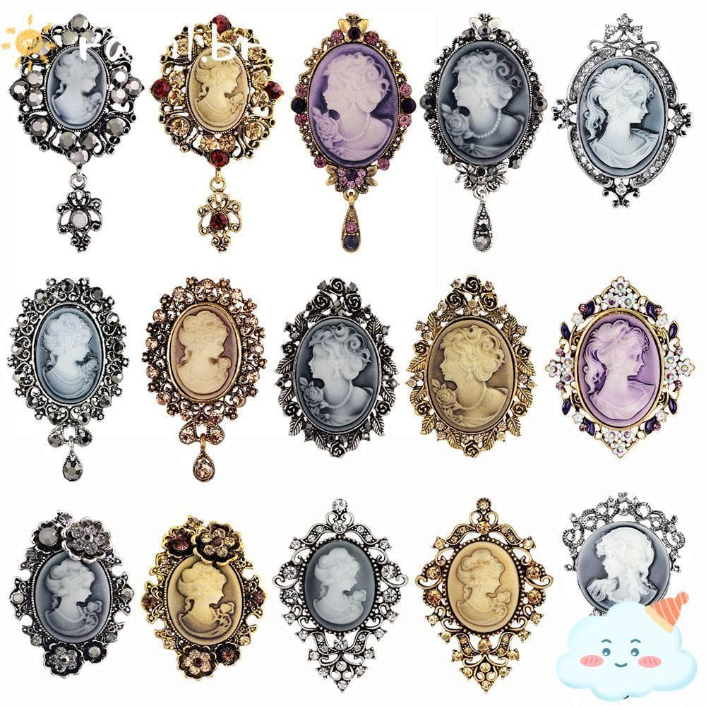 Broches De Strass De Cristal RAIN , Camafeu Vazados Requintados Com Design De Cabeça ,