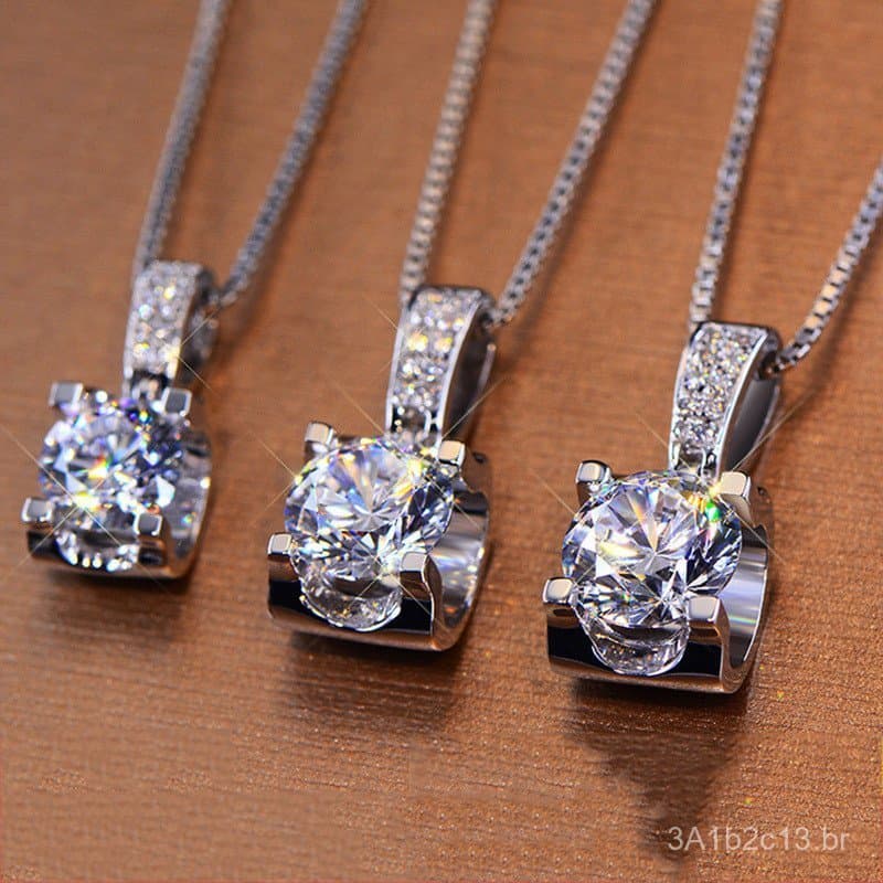 Colar clássico com pingente de cabeça de touro, banhado a ouro branco 18K, com moissanite de imitação cor D, 3 quilates,