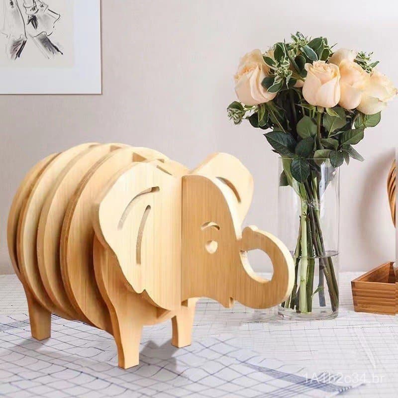 Sousplats de bambu com designs criativos de animais em 3D, resistentes ao calor, impermeáveis e à prova de óleo, tapetes