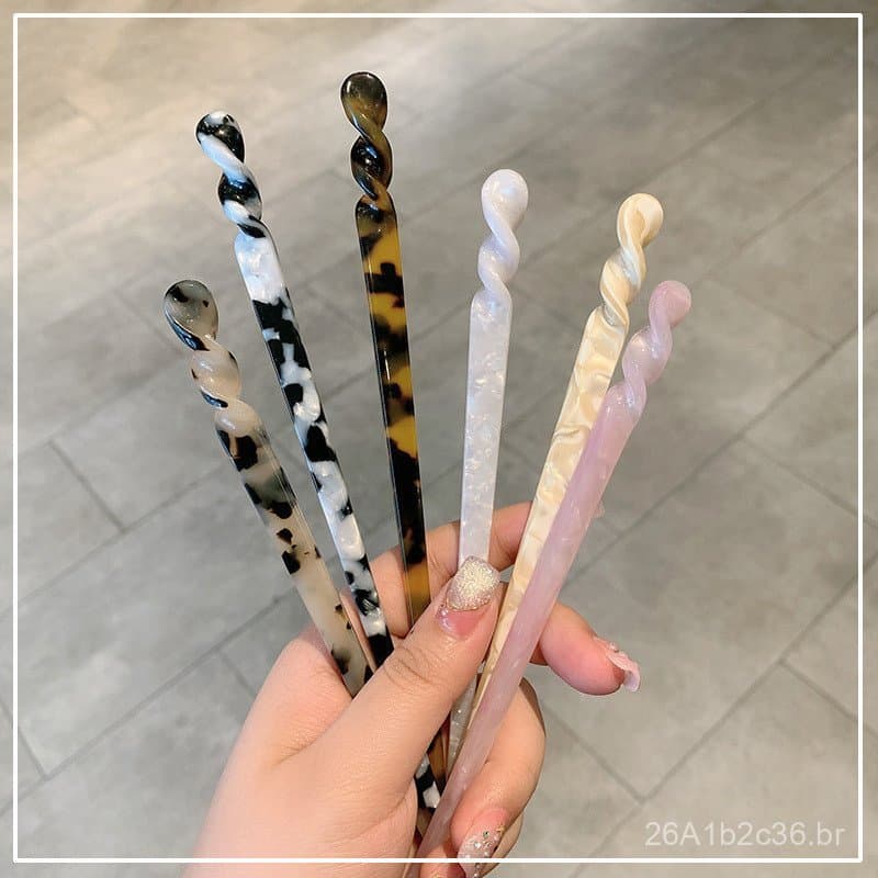 Presilha de cabelo Hanfu de estilo japonês em acetato, de estilo antigo, para mulheres, simples e moderna, adequada para