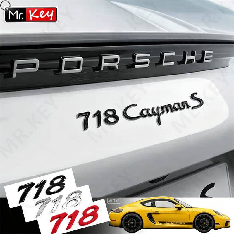 [Mr.Key] Emblemas De Letras Para Porsche 718 Cayman E Boxster Ts GTS Rsestilo Personalizado Em Preto Prateado Vermelho