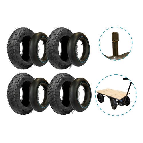 Kit 4 Pneu 3.25-8 Câmara De Ar Carrinho Carga Plataforma