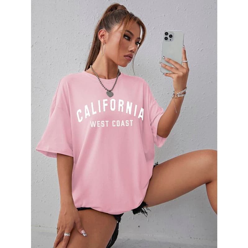 Camiseta Feminina Oversized California West Coast – Estilo Streetwear com 3 Cores Disponíveis