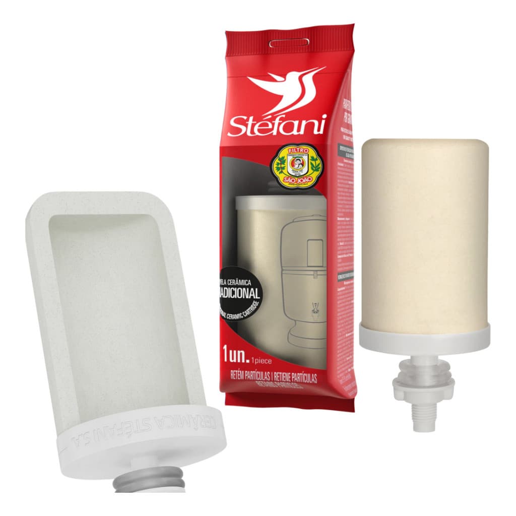 Vela Tradicional Filtro Água Barro São João Stefani Premium Refil Filtrante Purificador Branco