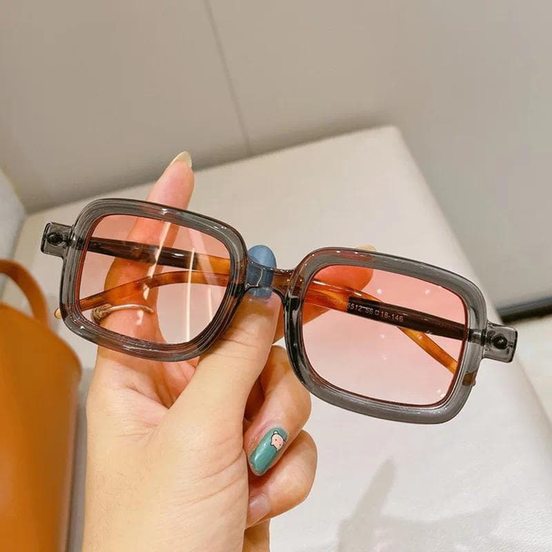 Óculos de Sol Vintage Costura Cor Unissex Retro Estampa de Leopardo Bloqueio de Luz Azul Moda Quadrada ao Ar Livre RNPD