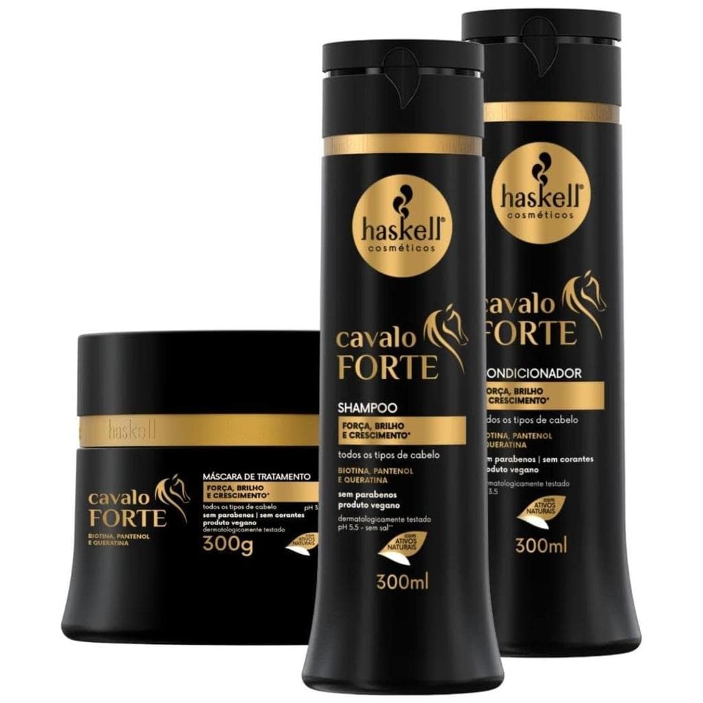 Kit Cavalo Forte Haskell Shampoo Condicionador Máscara 300g