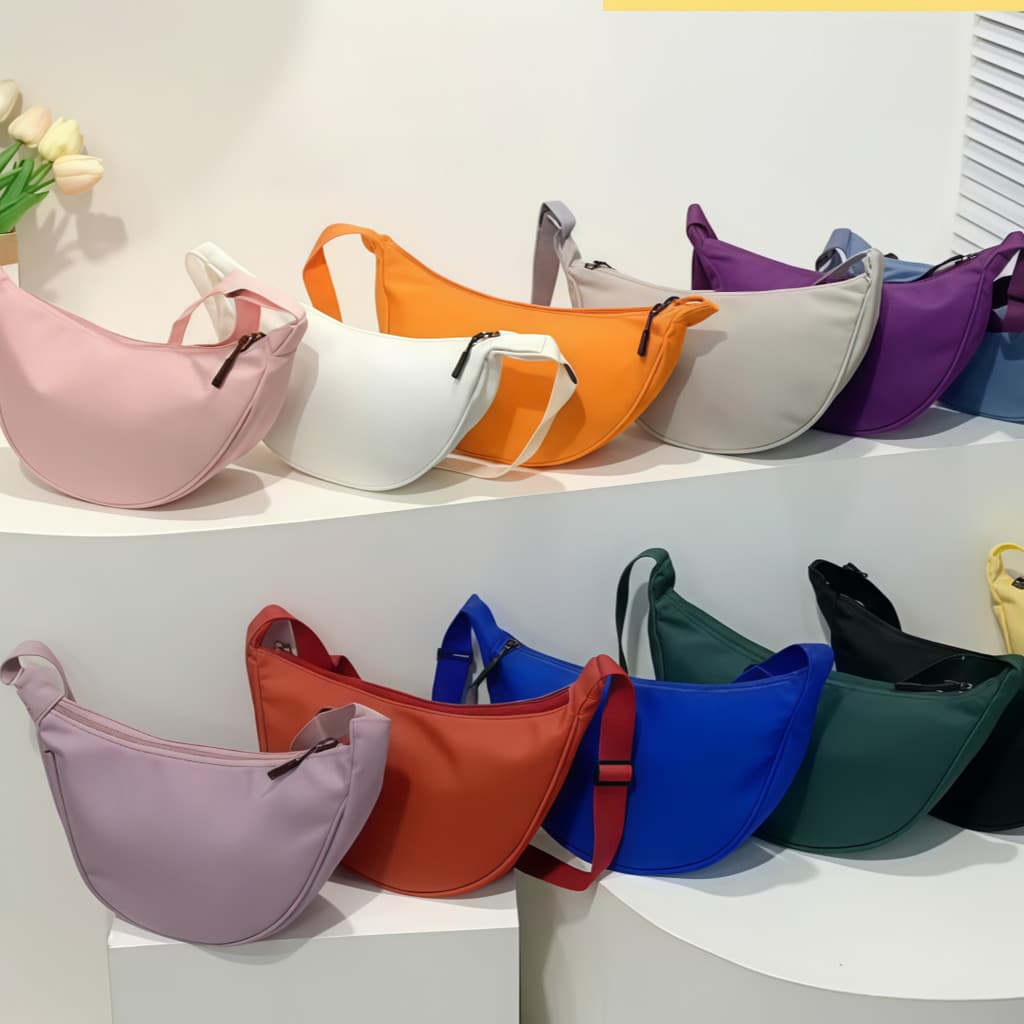 bolsa meia lua de ombro feminina casual primavera lisa fashion