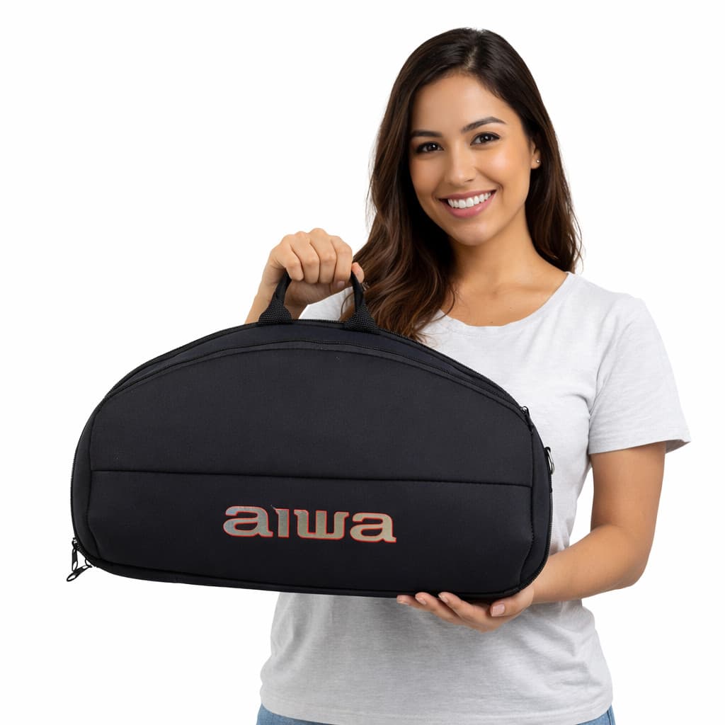 Case Boombox Aiwa Alça Dupla Ajustável Capa Reforçada Resistente a Respingos D'Água