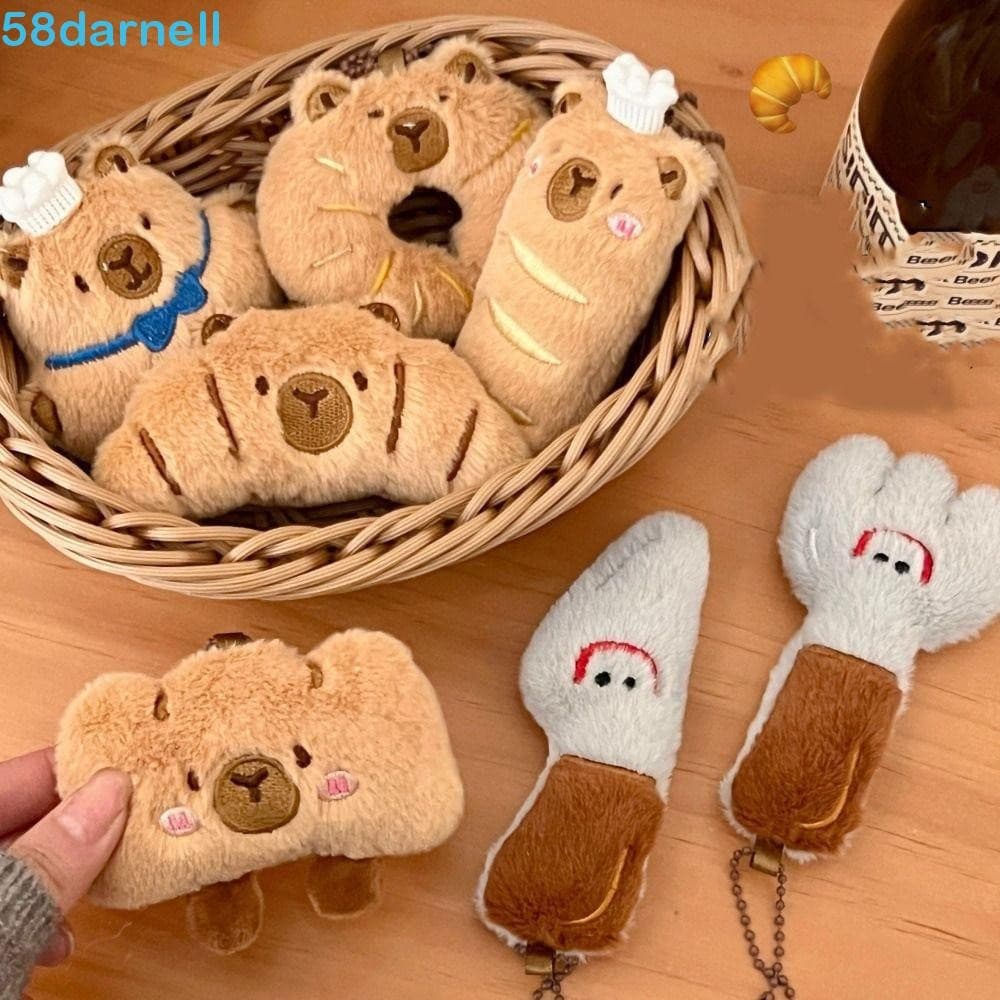 Pingente De Capivara DARNELL , Chaveiro De Pelúcia De Comida De Decoração De Desenho Animado , Saco De Croissant Macio R