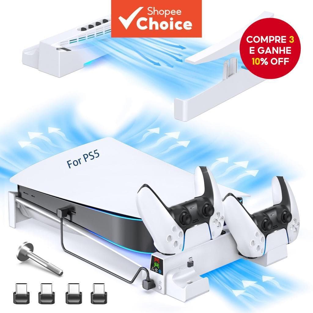 Suporte Horizontal OIVO Com Controlador De Ventilador E Carregador Para Disco PS5/PS5 Slim PRO Edições Digitais
