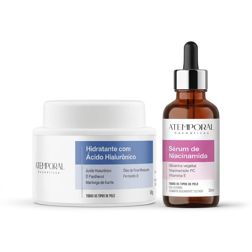 Kit Skincare Atemporal: Sérum Niacinamida + Hidratante Ácido Hialurônico