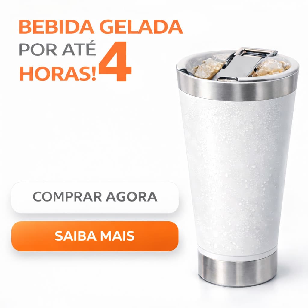 Copo Térmico Cerveja 473ml Inox Mantém Gelado 4h Com Abridor Garrafa Churrasco Praia Cor Branco