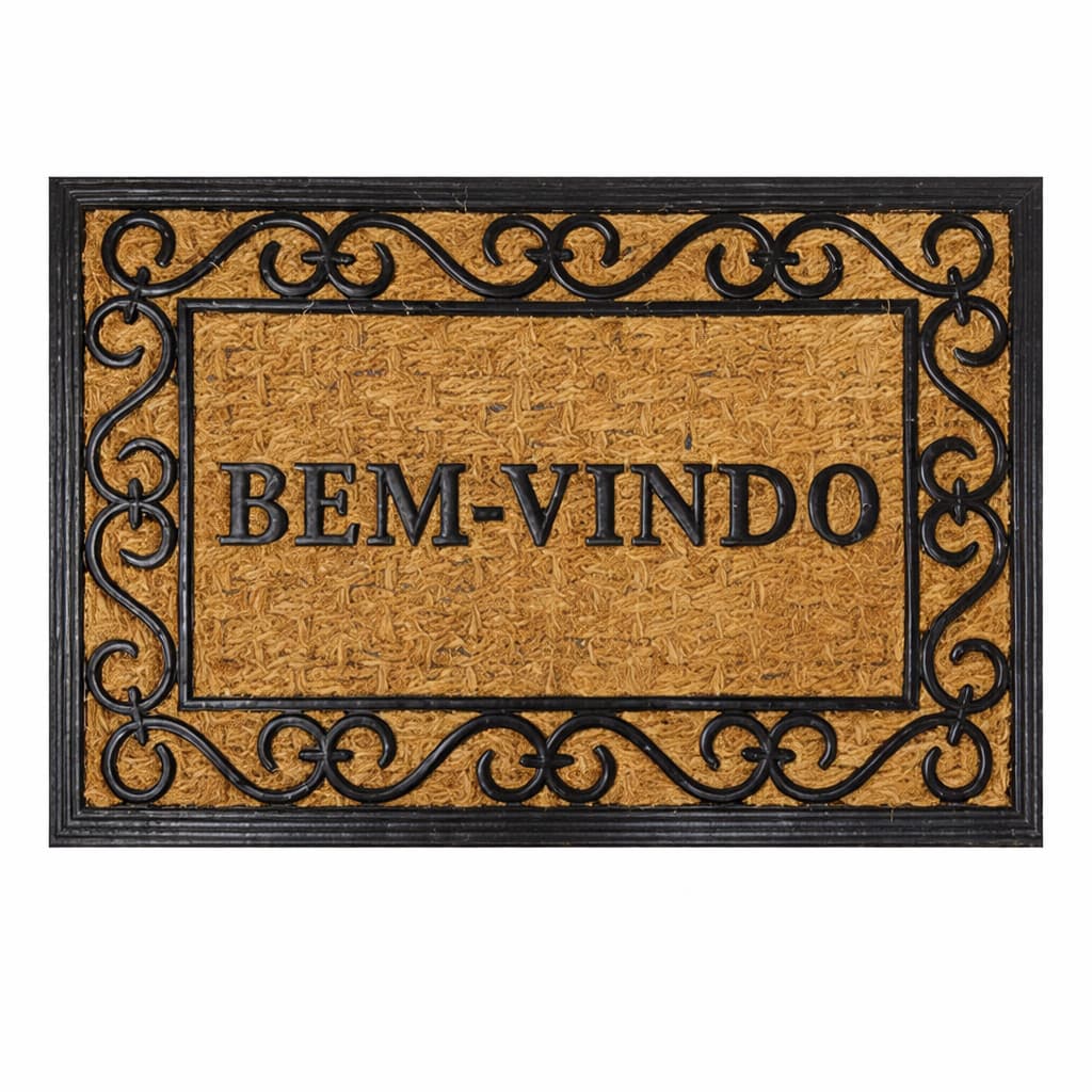 Tapete de Porta Fibra de Coco Antiderrapante Bem-Vindo 40x60