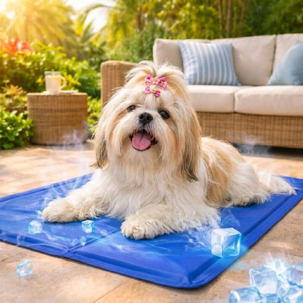 Kit 2 Tapete Gelado 30x40 Refrescante Tamanho P Azul Cães e Gatos