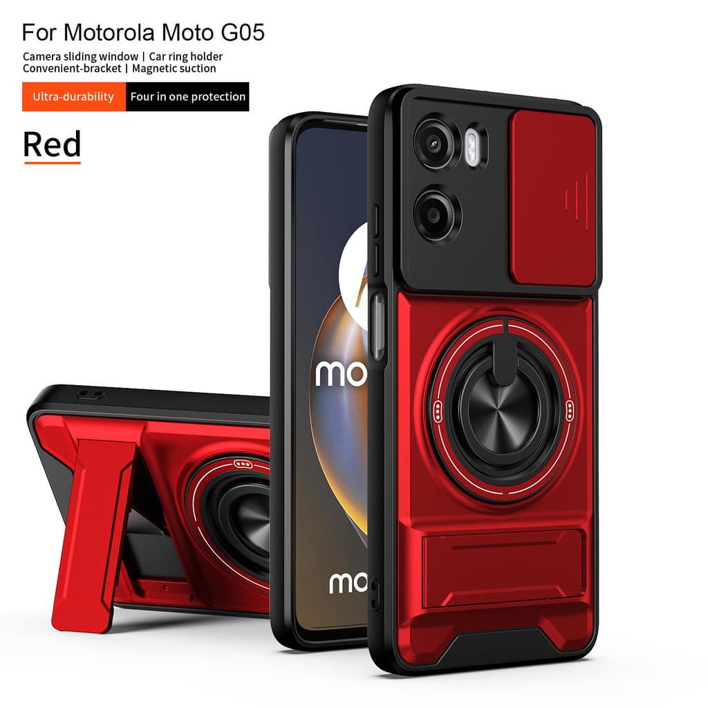 Capa Magnética À Prova De Choque Para Motorola G05 G04 G04S G24 E14 E15 4G De Telefone Com Suporte De Anel Câmera Desliz