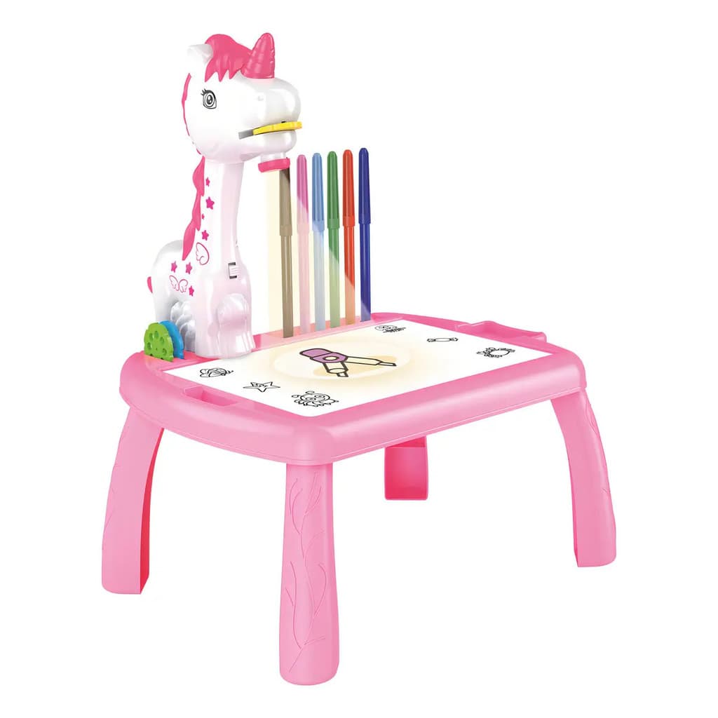 Mesa Projetora Infantil Unicórnio Rosa com Canetinhas Zoop