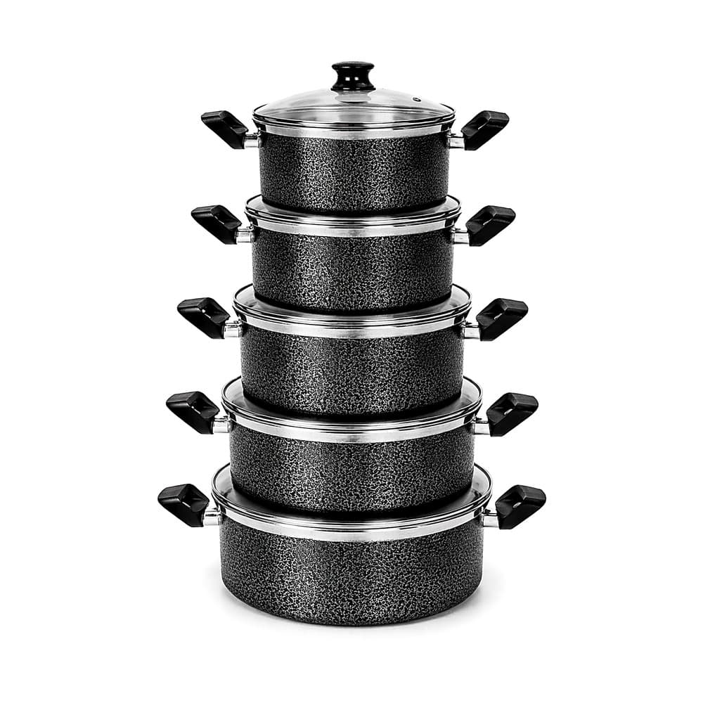 Conjunto Jogo Kit de Panelas de Aluminio Tampa Vidro Alta Qualidade