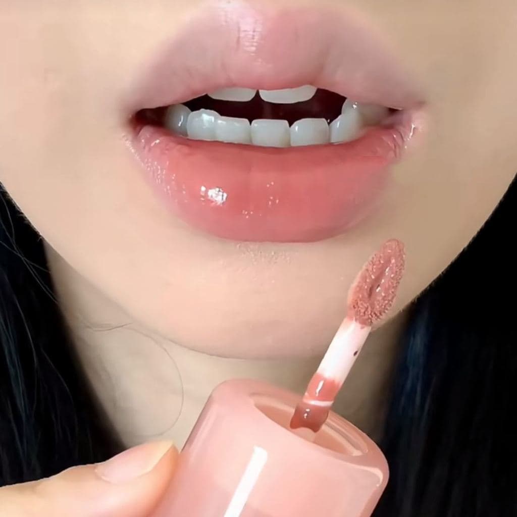 Balde de gelo grande de verão!Cor Nude ~ ins Semi-transparente pó de gelo esmalte labial espelho brilho labial batom bri
