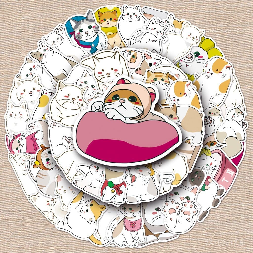 50 adesivos originais de graffiti de gatos, fofos e personalizados, sem violação de direitos autorais, adequados para de