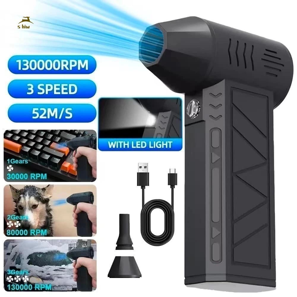 Soprador Turbo à Jato Portátil 130.000 RPM – Mini Ventilador, Sem Fio e Super Potente