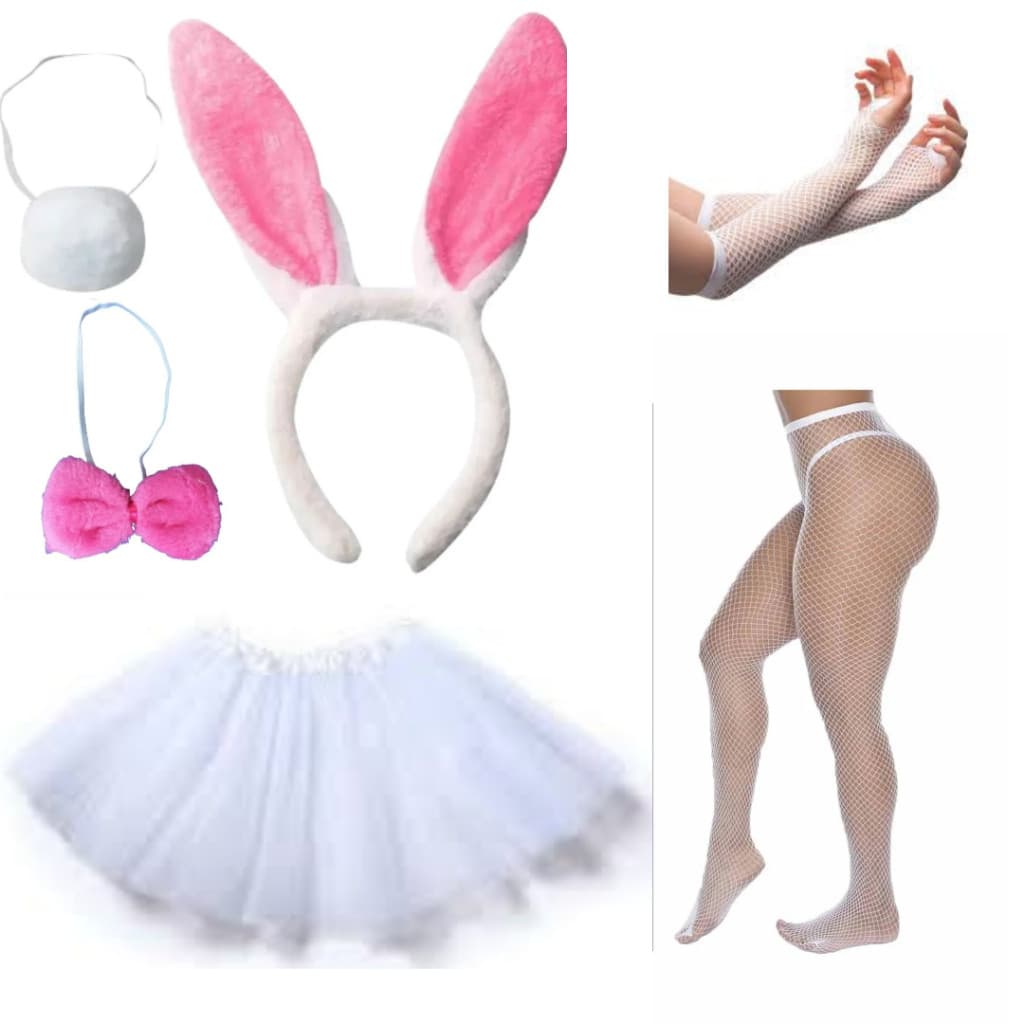 Kit Coelho + saia tule para Adultos Kit 6 Peças Carnaval