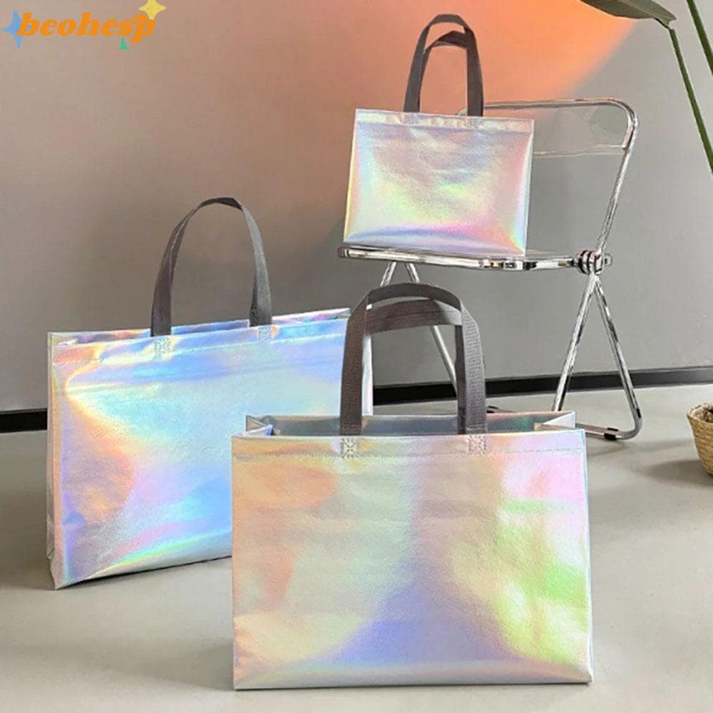 BEOHESP 1 Unidade De Sacola Não Tecida , Bolsa De Compras Para Armazenamento De Roupas Ombro A Laser Reutilizável