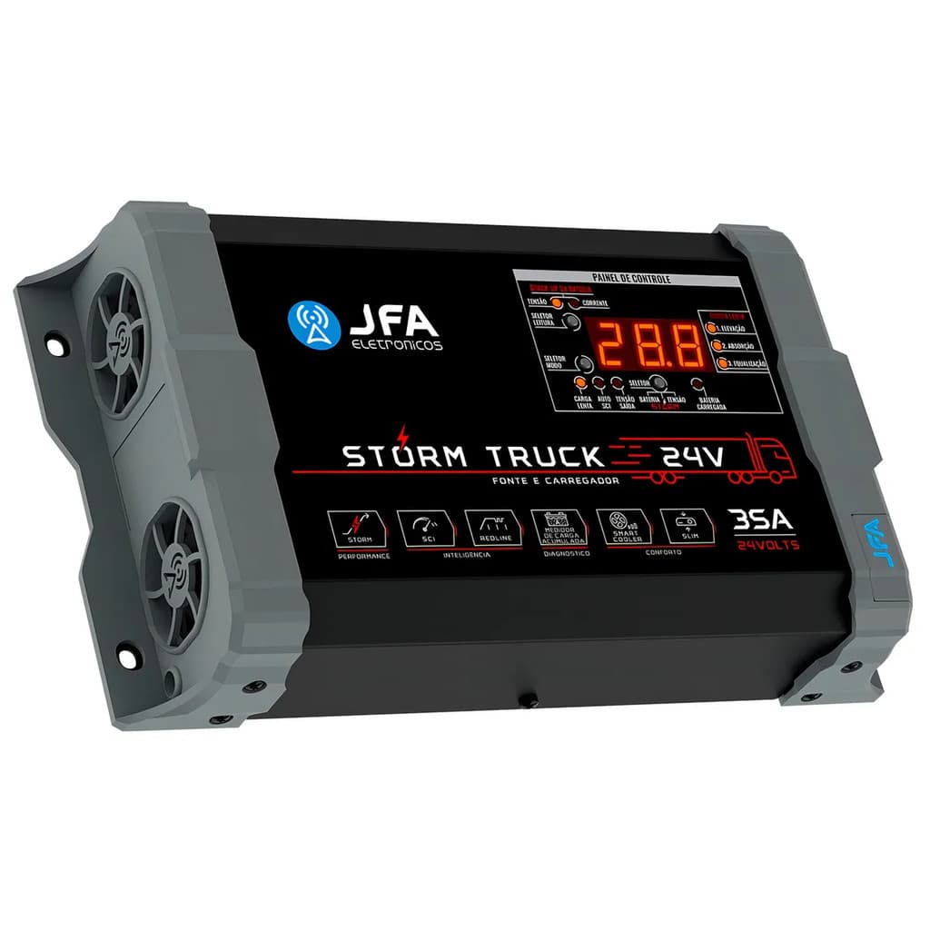 FONTE 24V 35 Ah JFA CARREGADOR DE BATERIA STORM TRUCK 35A