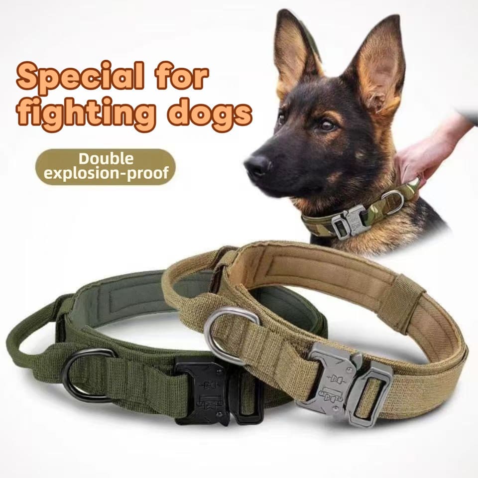 Produtos para Animais de Estimação: Coleira Tática para Cães para Uso Externo, Fivela de Metal, Coleira de Nylon Respirá