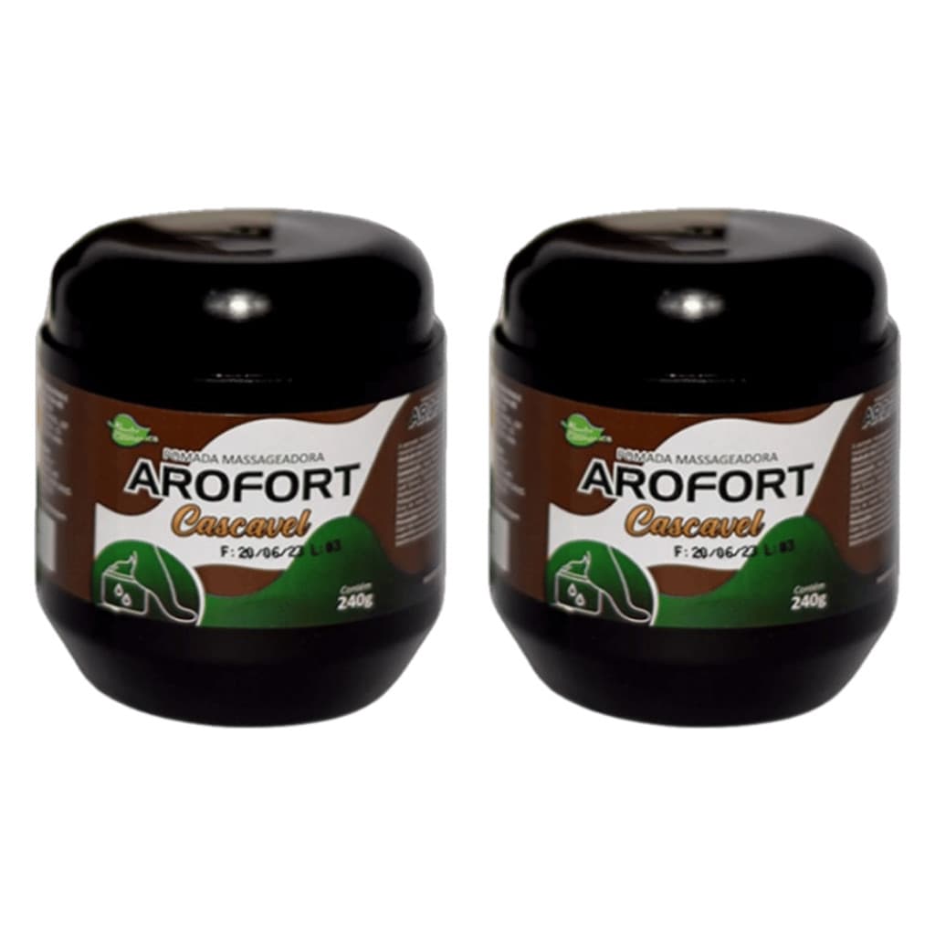 Kit 2 Pomadas Massageadoras Arofort Cascavel 240g Aroeira - Sensação de Alívio e Relaxamento