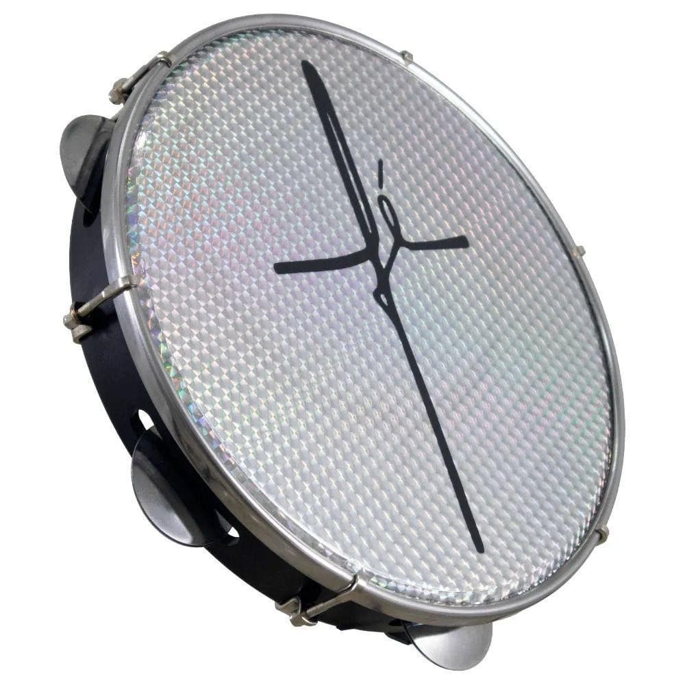 Pandeiro 10 Abs Sortido Aro Plat Inox Pele Holog Fé 06 Afin Sples - Luen