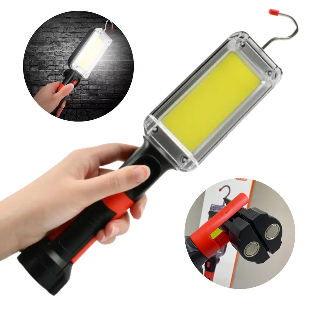 Lanterna Portátil LED COB 20W Magnética Recarregável com Gancho e Imã