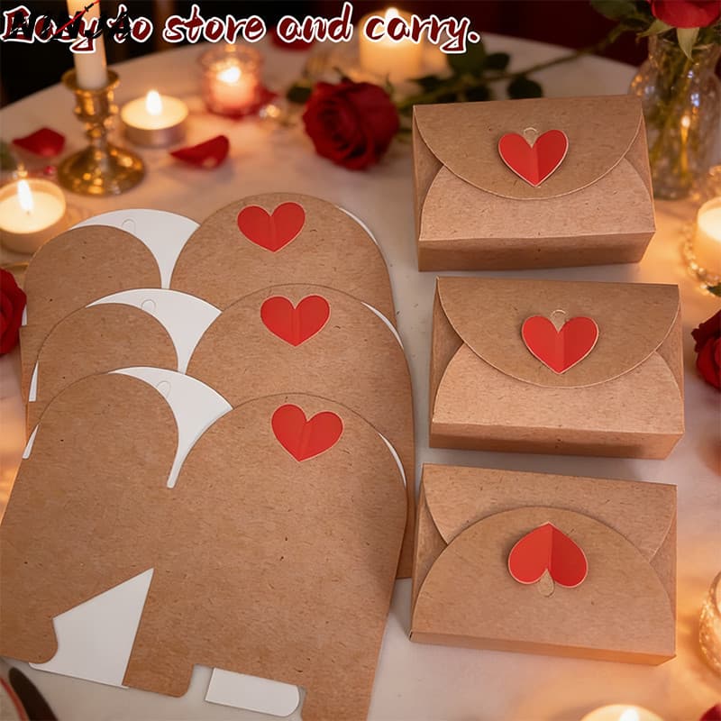 30-10 Unidades De Caixas De Presente Em Formato De Amor Para O Dia Dos Namorados-Embalagem De Doces-Dobrável , Papel Kra