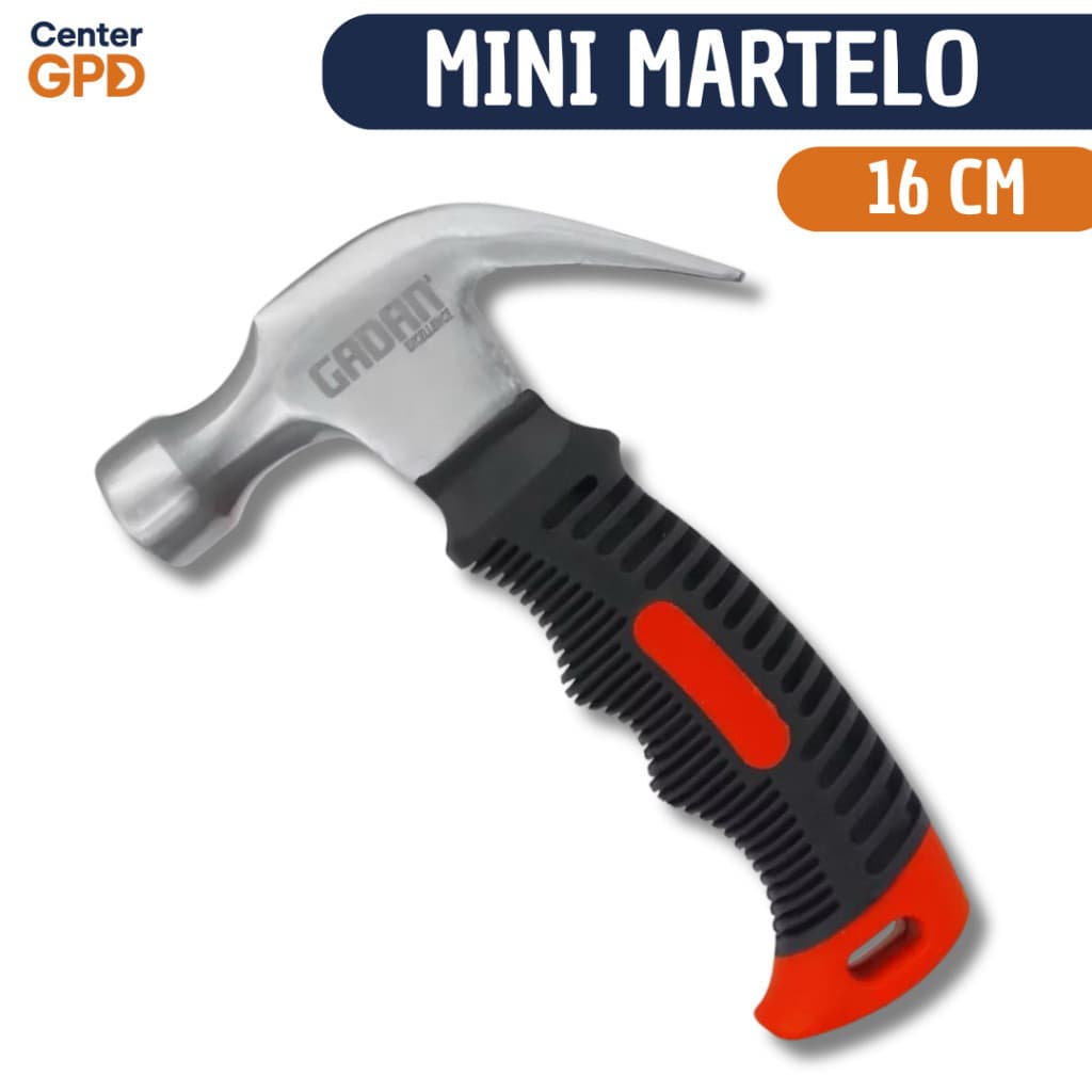 Martelo Mini 16cm 6'' Com Cabo Curto Emborrachado Martelinho Pequeno Anti-deslizante