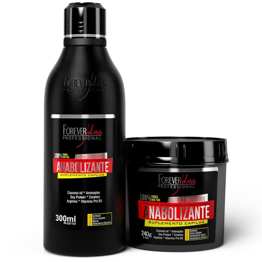 Kit Anabolizante Capilar Shampoo 300ml + Máscara 240g Forever Liss - Força e Nutrição