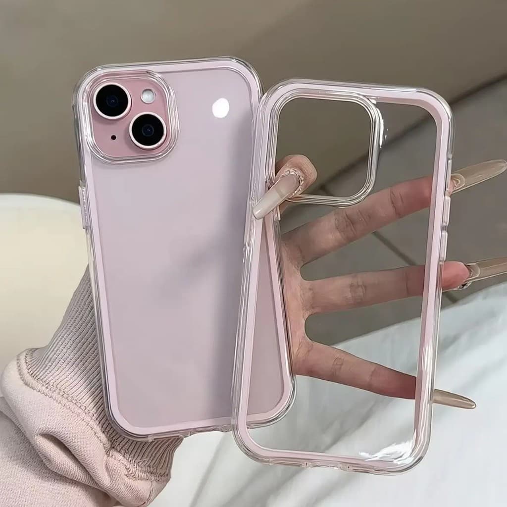 Capa Capinha Anti-Impacto 3 Em 1 Para IPhone 13 11 12 14 15 16 17 Air Pro Max De Silicone Acrílico Transparente Normal